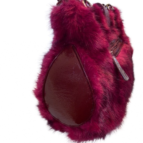 Sharif Elegant Burgundy Faux Fur Handbag NWOT - Picture 7 of 8